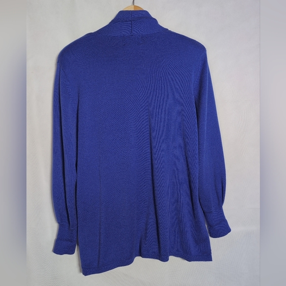 Vintage Sideffects Sz L Blue Open Front Cardigan Sweater - Picture 3 of 4